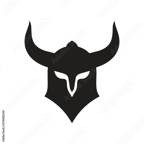 Modern Flat Viking Helmet Symbol with Refined Monochrome CompositionModern Flat Viking Helmet Symbol with Refined Monochrome Composition