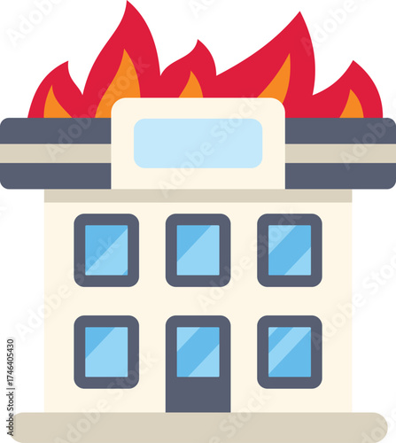 Fire engulfing commercial building, representing property damage, insurance claims, and fire safety hazards
