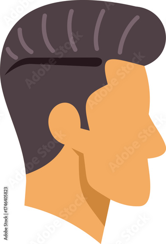 Male character showing undercut hairstyle, side view portrait, barbershop and hair salon services