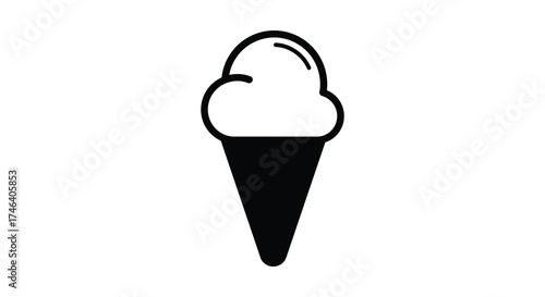 Minimalist icon of a vanilla ice cream cone simple outline frozen dessert sweet treat refreshment silhouette
