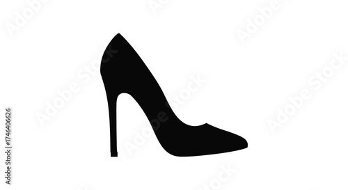 Elegant black stiletto high heel shoe silhouette for fashion and glamour silhouette
