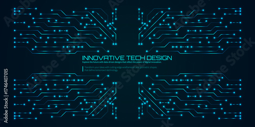 Futuristic Digital Circuit Board with Glowing Blue Lines and Data Flow Background