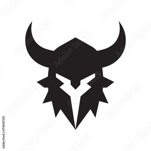 Viking Helmet Logo Integrated with Traditional Longship Silhouette Design