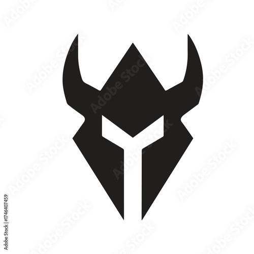 Viking Helmet Logo with Engraved Battle Scars Showing Strength and Legacy
