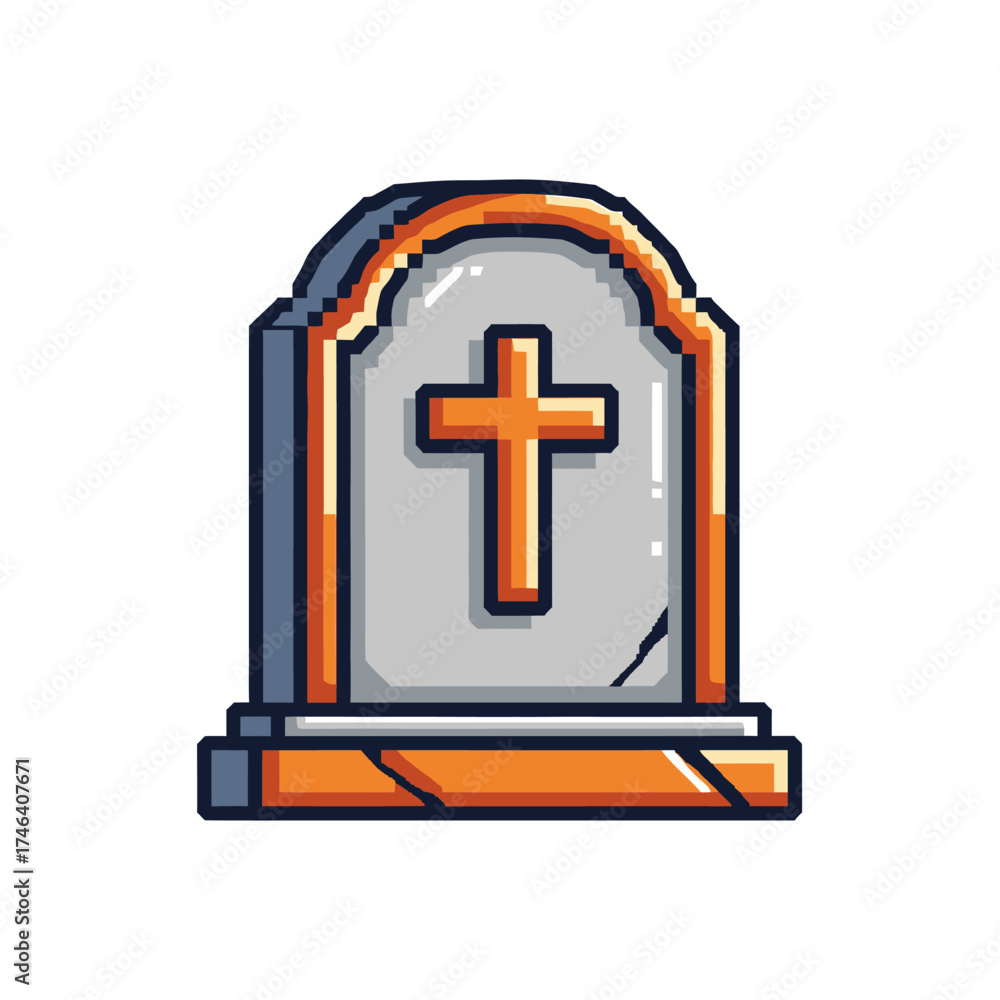 Fototapeta premium Tombstone illustration with a cross symbol, a memorial for the deceased.