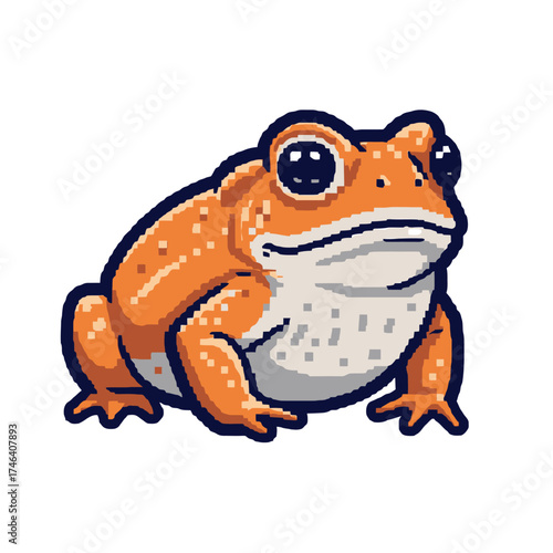 Pixelated Orange Toad with Big Eyes and Detailed Texture.