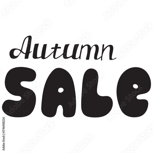 Autumn sale hand drawn lettering design. Seasonal doodle typography for fall discount, shopping promotion, retail banner, marketing campaign, or store poster.