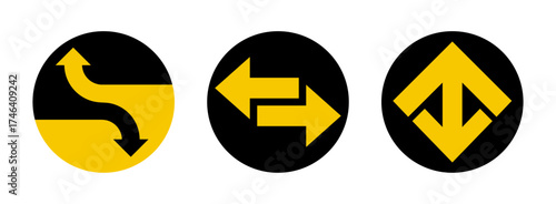 Directional arrow symbols, directional symbols vector illustration.