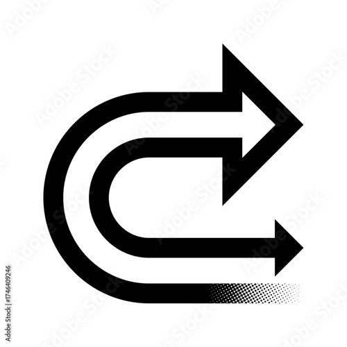 Curved arrows representing movement and direction, flow and transition, suitable for graphic or digital projects.