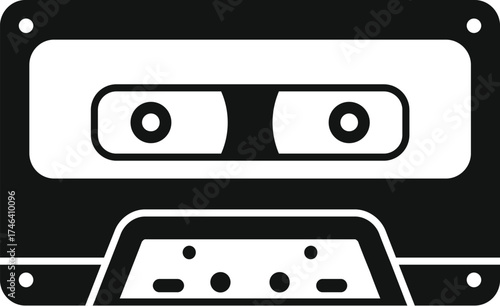 Black audio cassette tape embodying nostalgia, retro music, and vintage audio technology