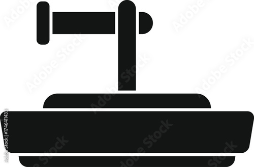 Black silhouette of a water pulling machine used for irrigation in agriculture, simplifying the watering process