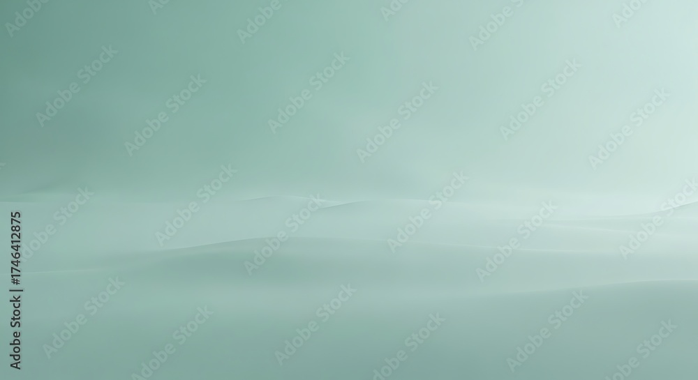 Fototapeta premium Misty Serenity: A tranquil, minimalist landscape painted with soft hues of teal, offering a sense of calm and space for the viewer. The seamless transitions of color create a dreamlike atmosphere.