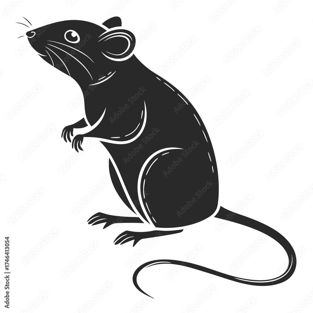 Obraz premium Stylized black rat illustration