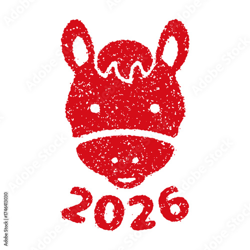 2026 new year greeting stamp illustration | year of horse