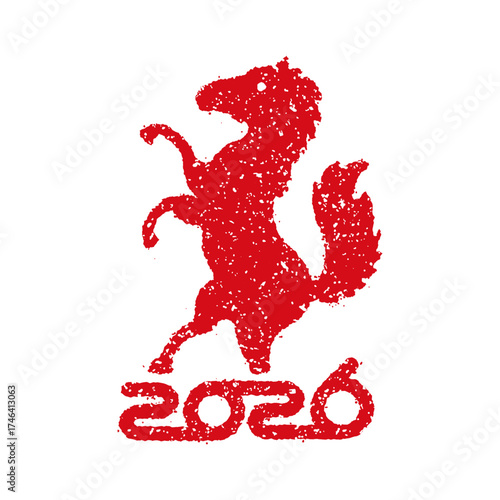2026 new year greeting stamp illustration | year of horse