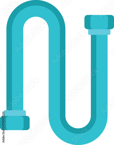 Light blue plumbing pipe forming a u shape bend connecting two straight pipes on white background, ideal for plumbing and diy projects