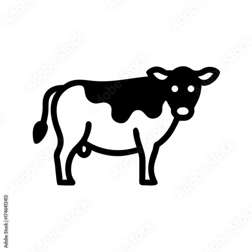 Simple cow silhouette with udder on white background  