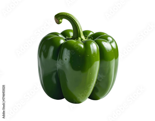Fresh green bell pepper isolated against transparent background