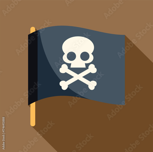 Jolly roger waving, symbol of piracy, rebellion, and maritime adventure