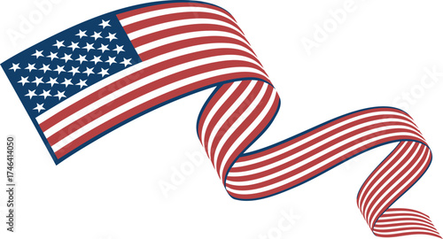 USA flag background with waving red, white, and blue stripes, perfect for Independence Day and patriotic design elements.