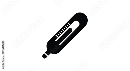 Classic mercury thermometer icon isolated on representing health and temperature measurement silhouette