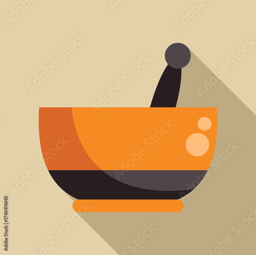 Orange mortar and pestle used for crushing ingredients and preparing traditional medicine remedies