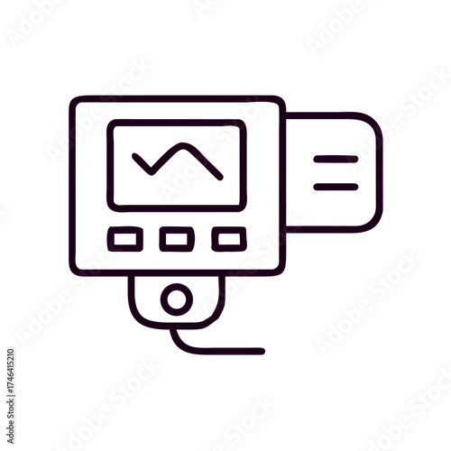 Diagnostic scanner showing health data in minimalist line style  