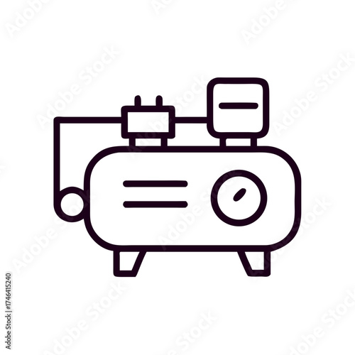 Air compressor icon in simple line style for industrial use  