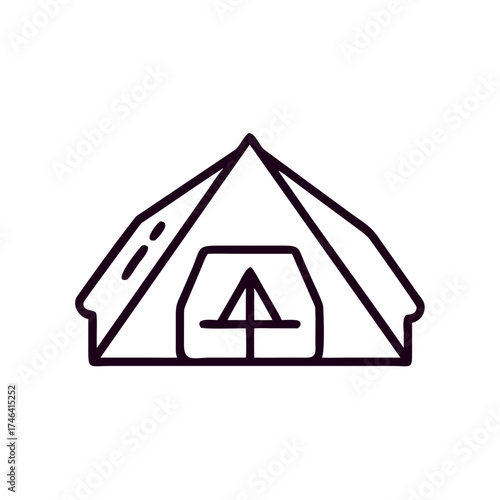 Humanitarian tent icon in simple line style for disaster response  