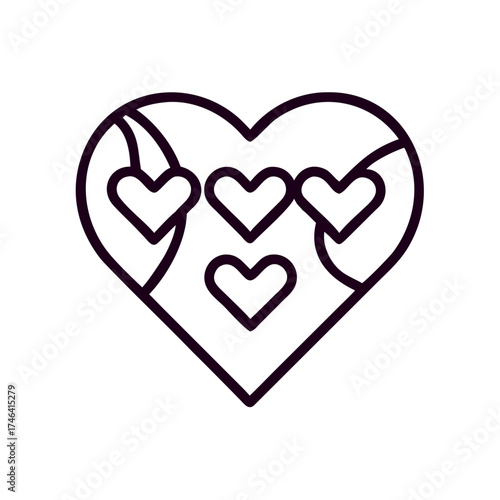 Heart symbol with smaller hearts representing love and compassion concept of icon  