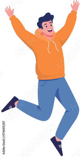 Online shopper character with smartphone and shopping bags for ecommerce promotion and digital sale. Modern flat character holding a smartphone and shopping bags, symbolizing mobile shopping.