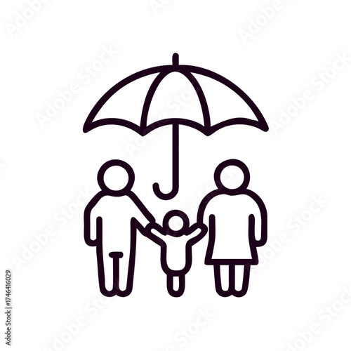 Family under an umbrella symbolizing protection and togetherness  