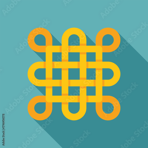 Intricate and symbolic endless knot forming a square shape, representing eternity, interconnectedness, and continuity in a visually appealing design