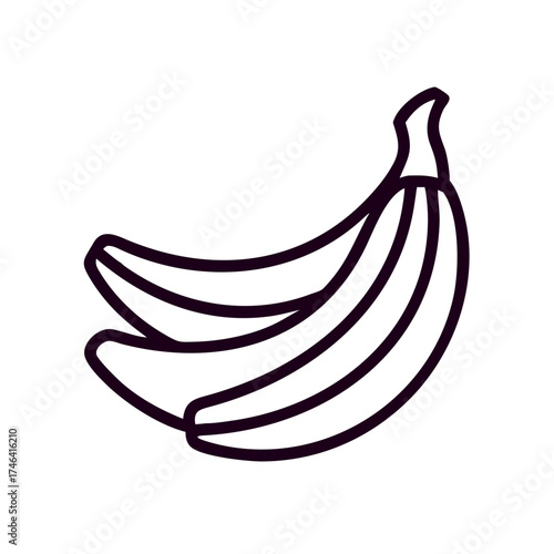 Two bananas illustration in simple line art style  