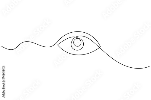 Minimalist human eye continuous one line drawing vector illustration on white background for modern design