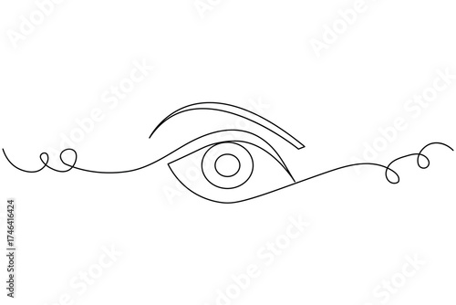 Minimalist human eye continuous one line drawing vector illustration on white background for modern design