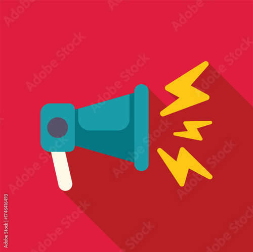 Megaphone emitting loud sound waves, conveying information, announcements, warnings, or emergencies, symbolizing communication and attention