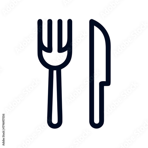 Fork and knife icon representing dining services concept  