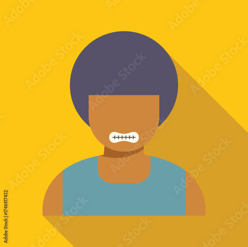 Zipped mouth, censorship, freedom of speech and social issue concept, man with closed mouth