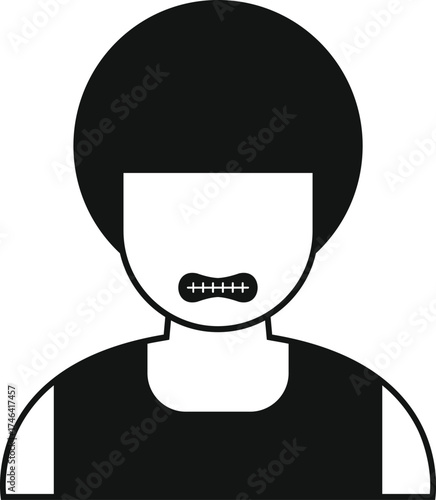 Zipped mouth representing censorship and freedom of speech restrictions