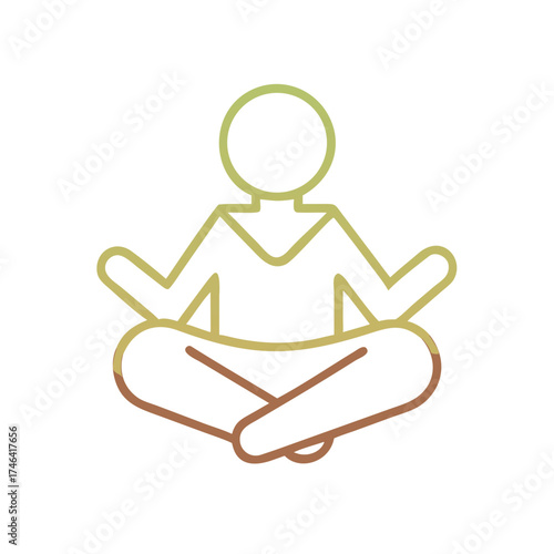 Simple line icon of a person meditating in half-lotus pose  