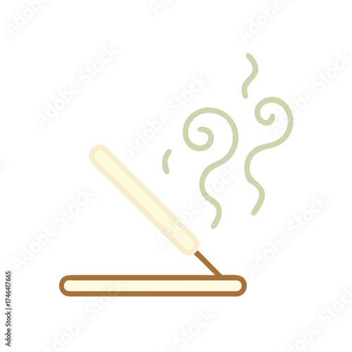 Incense stick with smoke on a holder in minimal design  