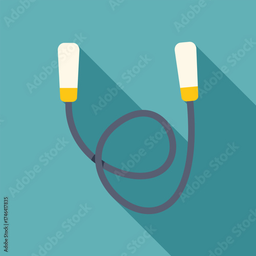 Jump rope for fitness training lying on a turquoise background, promoting active lifestyle and exercise