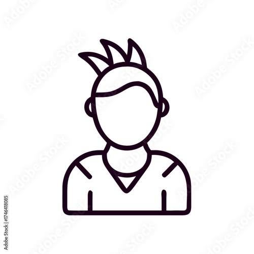 Person with mohawk hairstyle in minimal line art design  