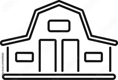 Barn house building showing farm and agriculture concept in thin line style