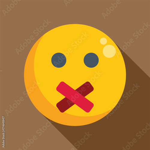 Mute emoji with crossed tape over mouth, representing silence, censorship, or secrecy