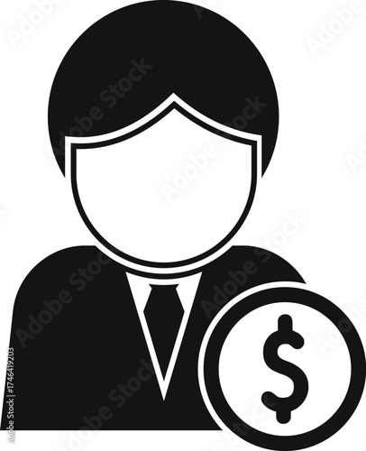 Businessman icon representing earning, payment, or financial success