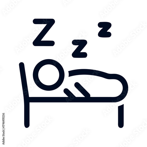 Person sleeping peacefully in bed with sleep symbols above  