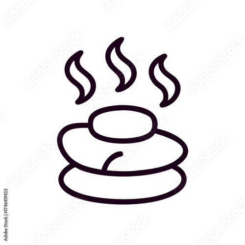Hot stone therapy icon with steam symbolizing relaxation  