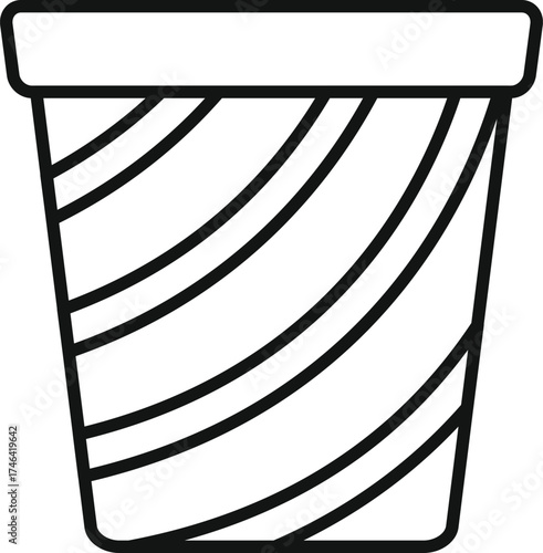Simple striped flower pot for growing plants and flowers, gardening equipment